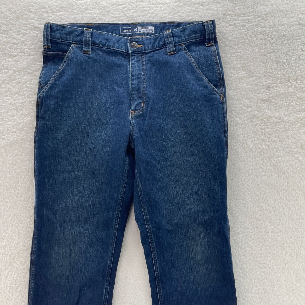 Carhartt Jeans Mens 34x30 Blue Rugged Flex Relaxed Fit Utility Carpenter BD2808 - Picture 3 of 11